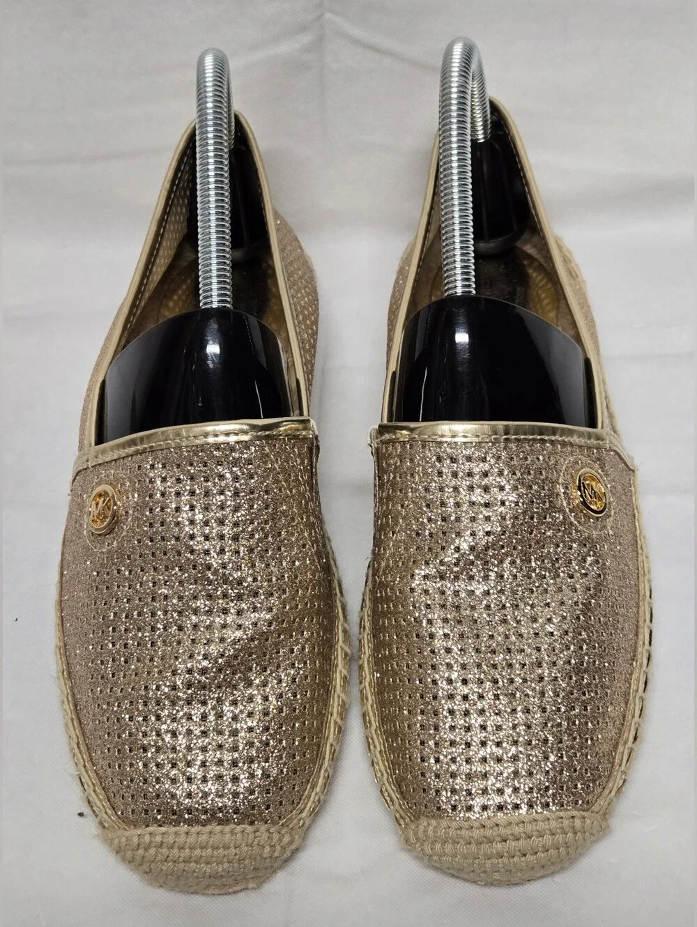 Michael Michael Kors Gold Matallic Flats Shoes Perforated Espadrille Slip On 7